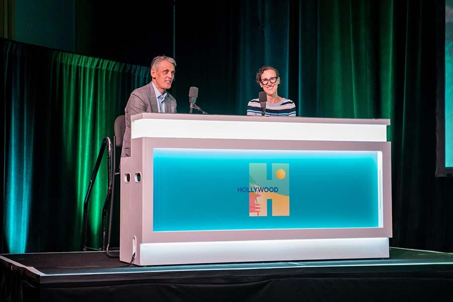 Two experts answering questions from the audience at ACAMS Hollywood